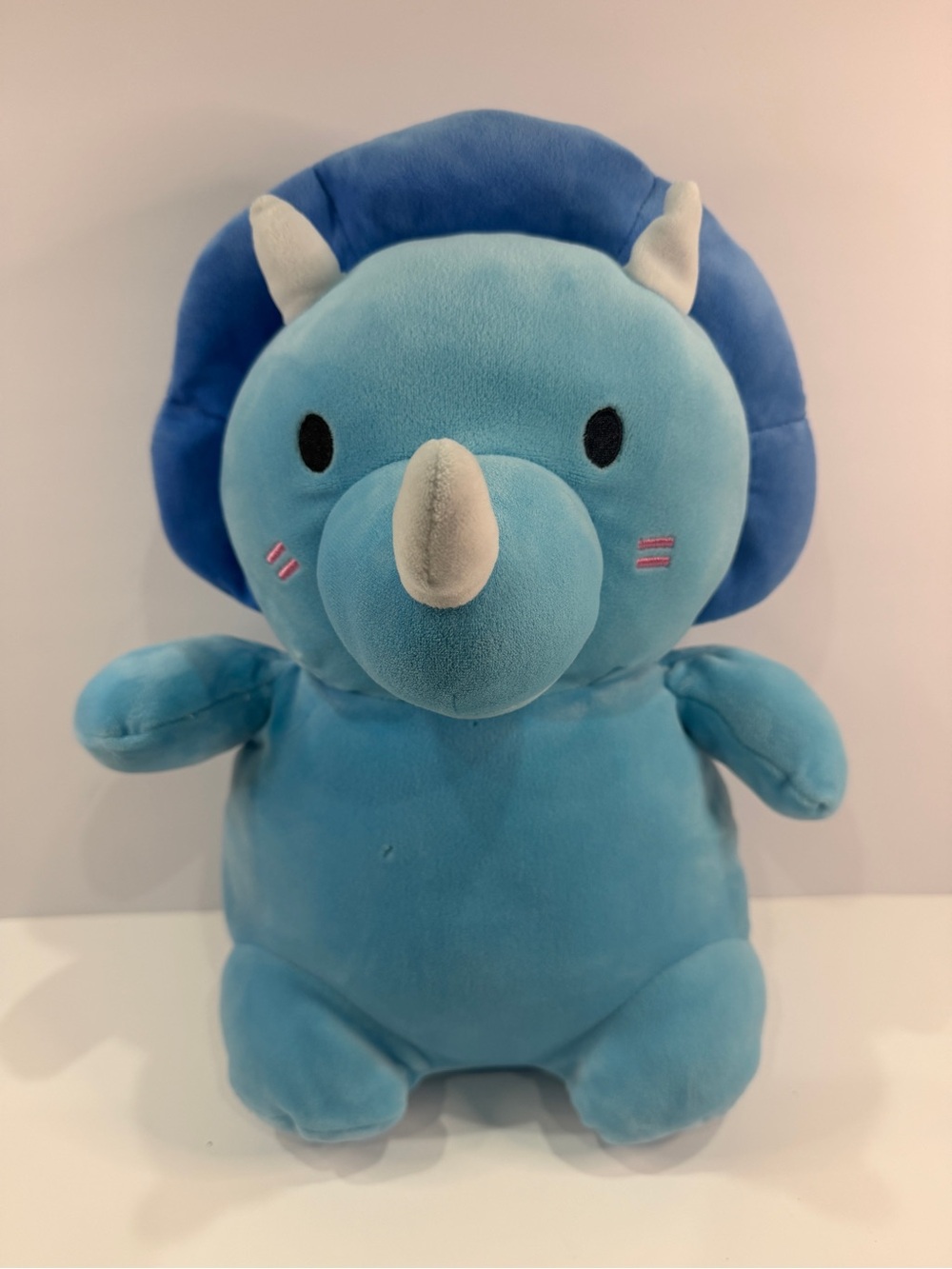 Blue Triceratops Dinosaur Plush Stuffed Animal, Small 6-14 in, Spot Clean Only